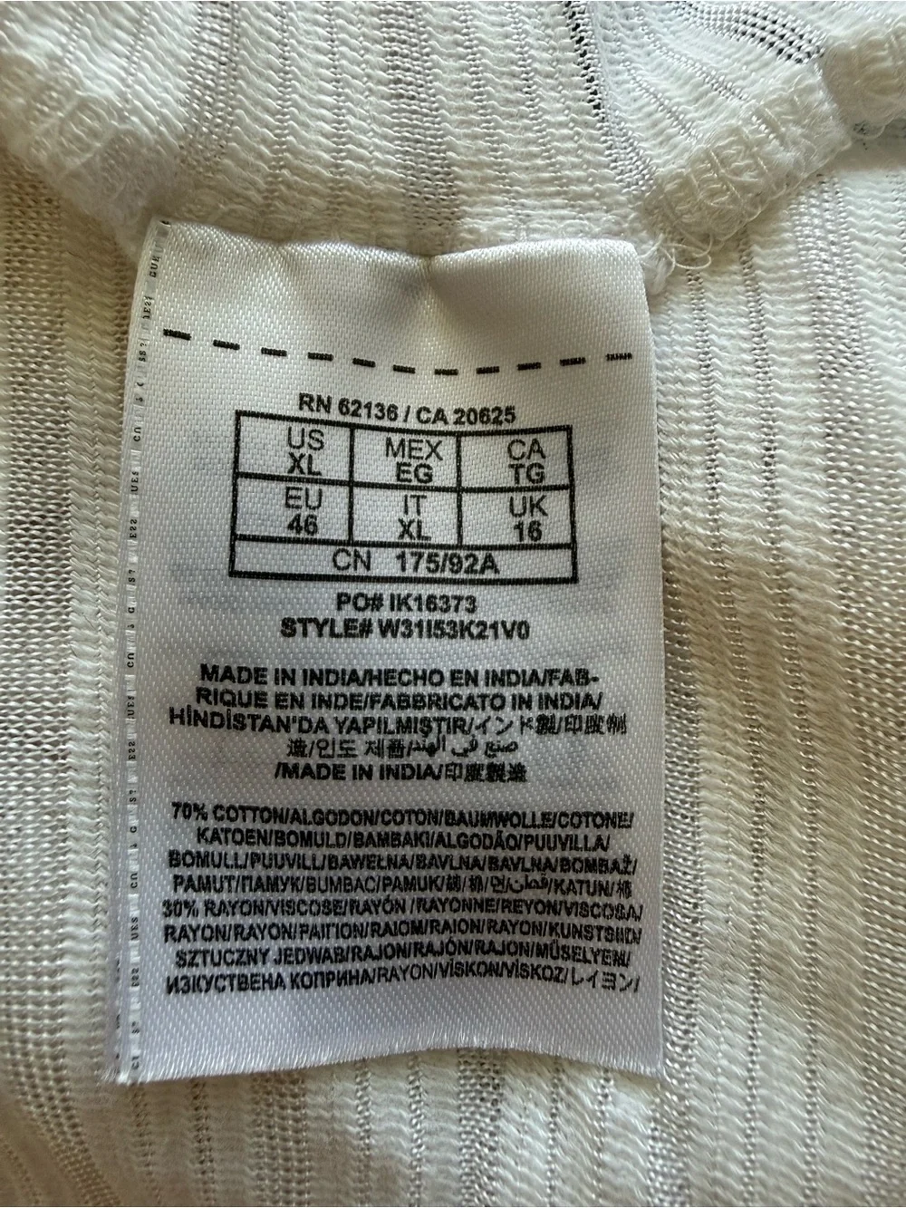 Guess White Textured Long-Sleeve Tee